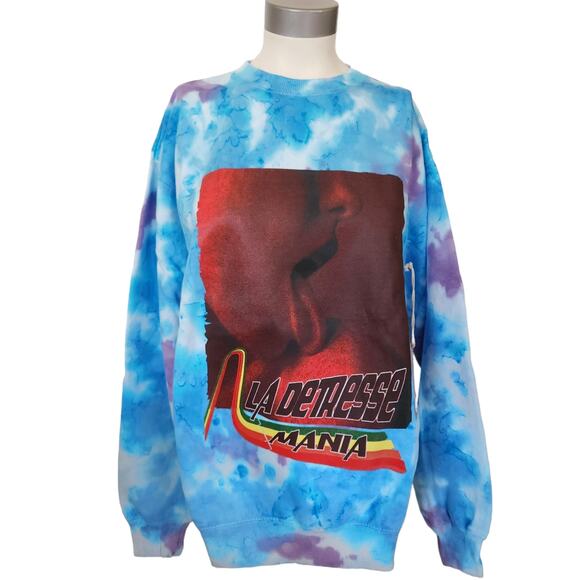 La Detresse Tops - LA DETRESSE Mania Obsessive pullover tie dye sweatshirt blue purple Size M NEW